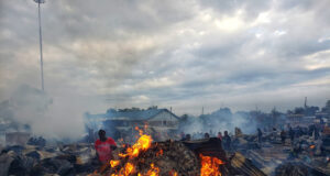 Fire razes down a section of Toi Market in Kibera on June 11, 2023